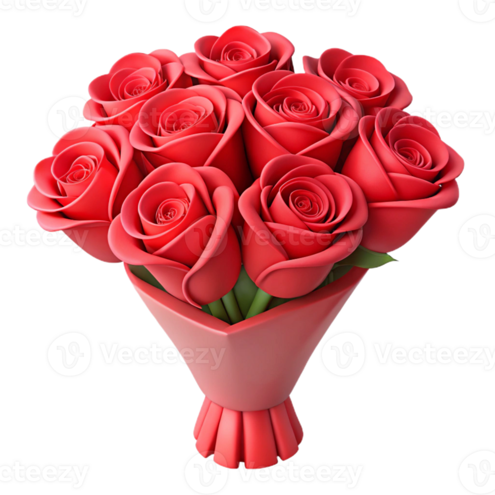 vibrant creative Red Rose Bouquet Cutout Isolated on Transparent Background detailed png