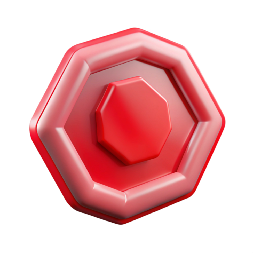 dramatic minimalist Red Stop Sign Octagonal Shape Transparent Background detailed png
