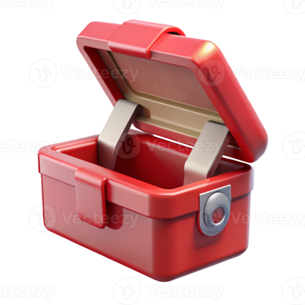 serene traditional Red Toolbox Open Lid Transparent Background high quality png