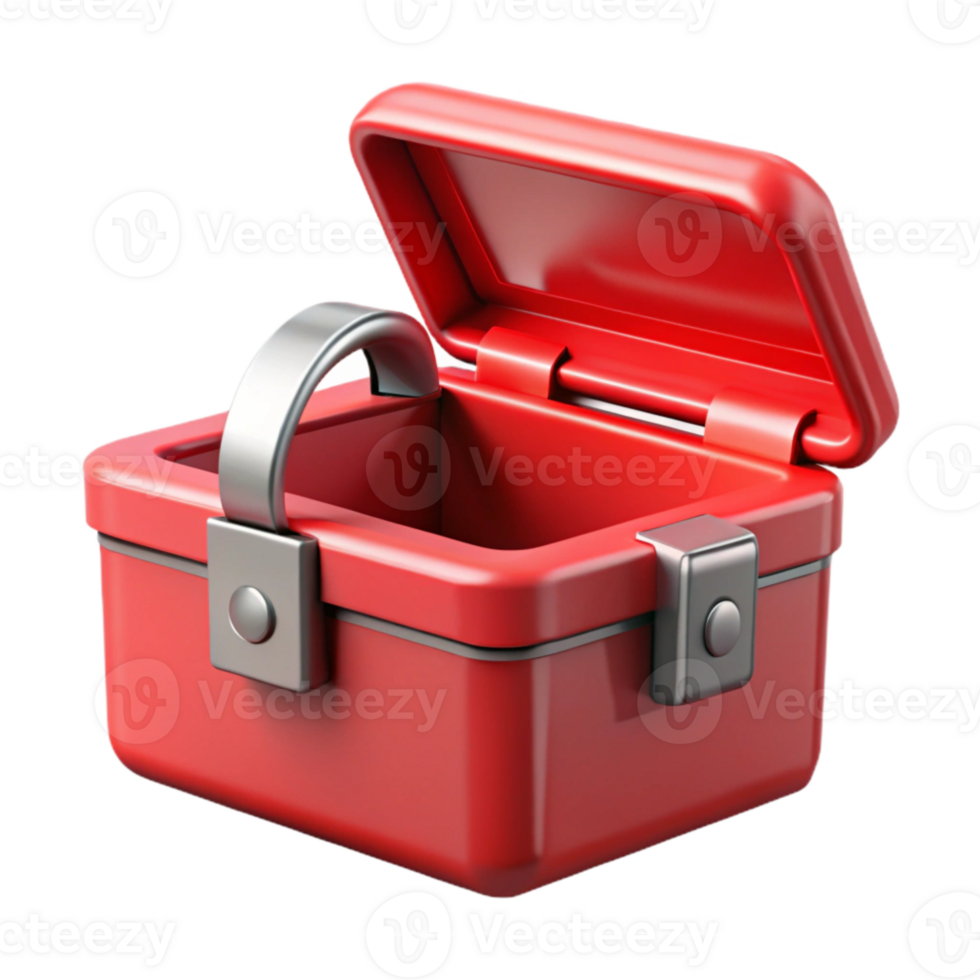 beautiful contemporary Red Toolbox Open Lid Transparent Background premium png