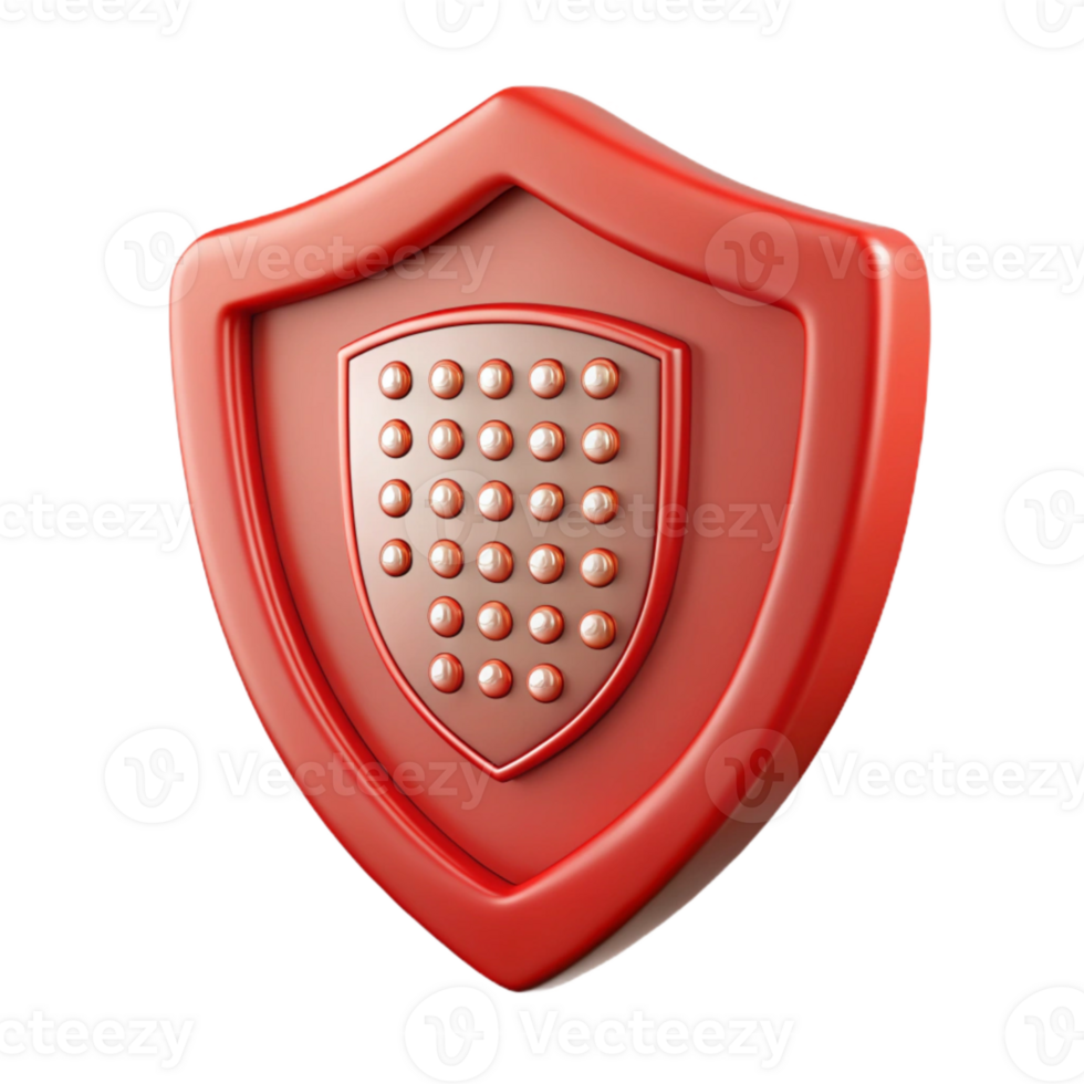 elegant vintage Red Shield with Binary Code Isolated Element premium png