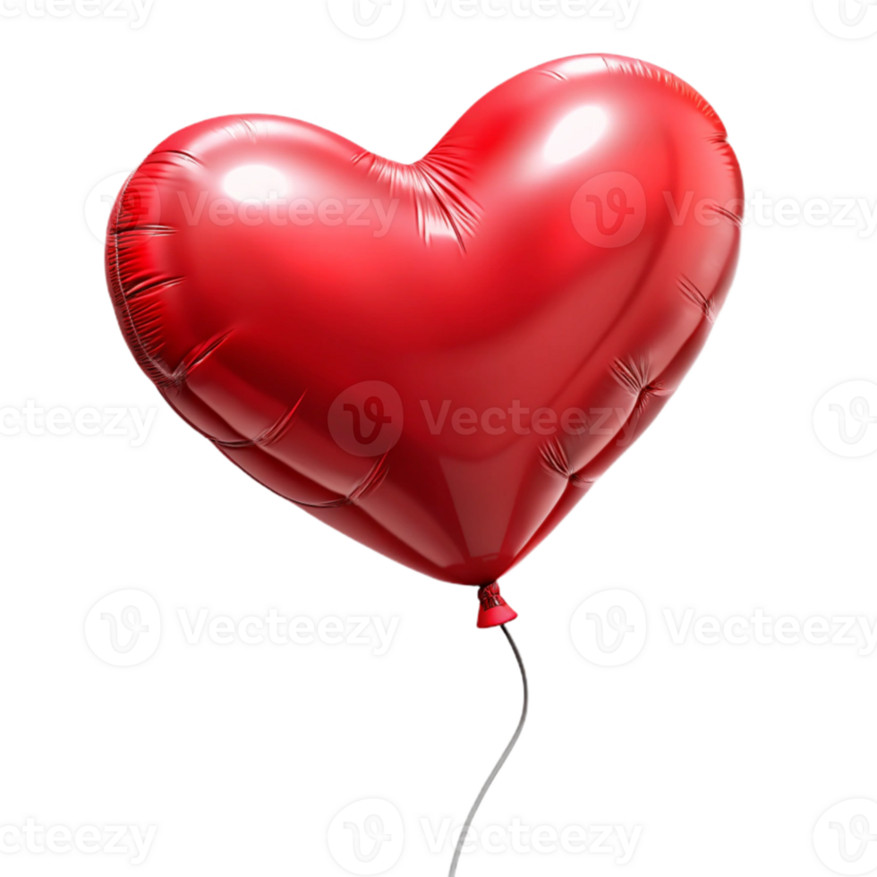 elegant rustic Red Valentine Heart Balloon Cutout with String professional png