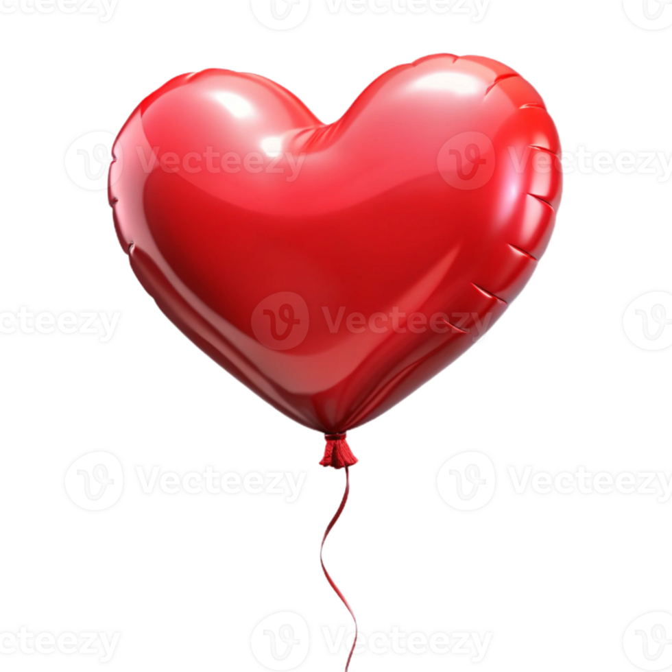 vibrant artistic Red Valentine Heart Balloon Cutout with String professional png