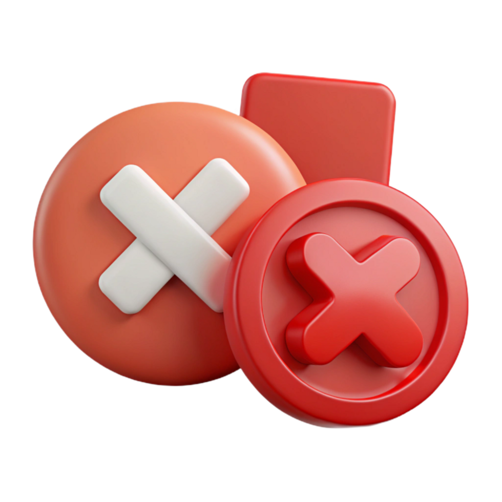 beautiful rustic Red X Icon with Error Message Transparent original png