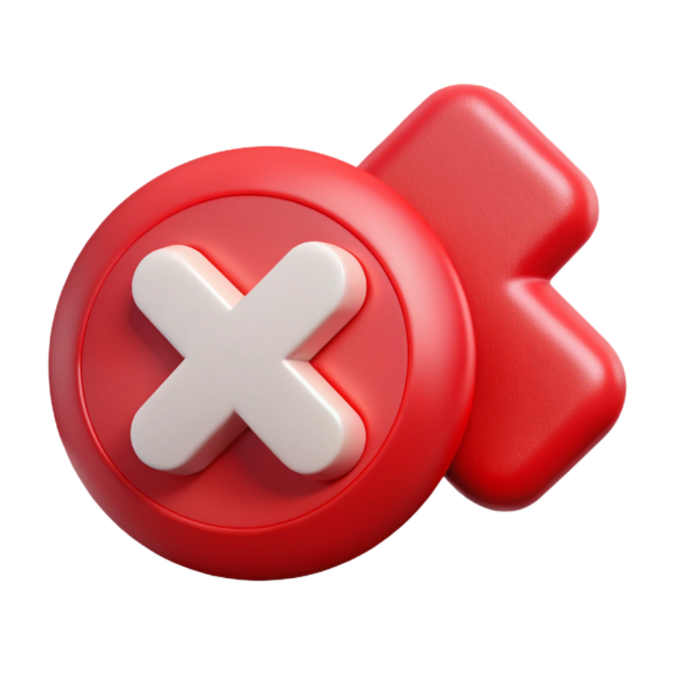 vibrant modern Red X Icon with Error Message Transparent genuine png