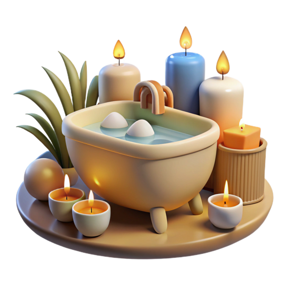 magnificent minimalist Relaxing Bath Scene Cutout with Candles professional png