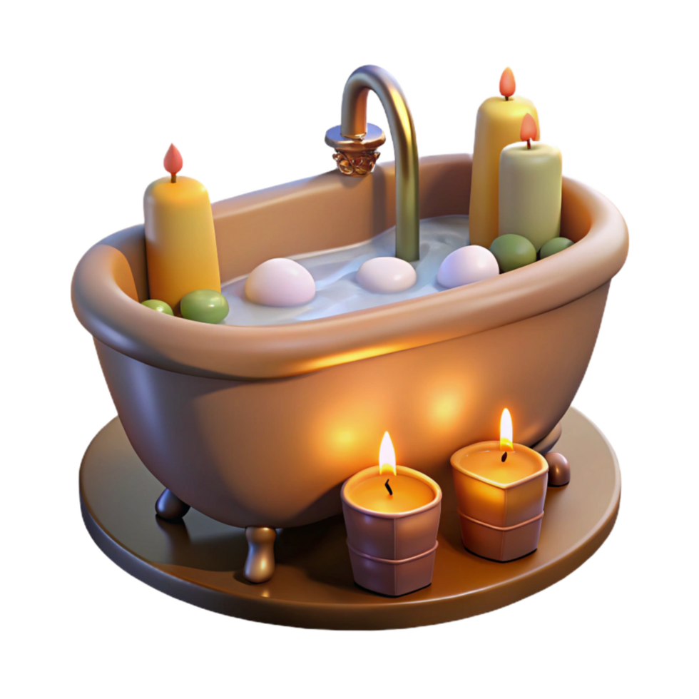 wonderful minimalist Relaxing Bath with Candles Isolated original png
