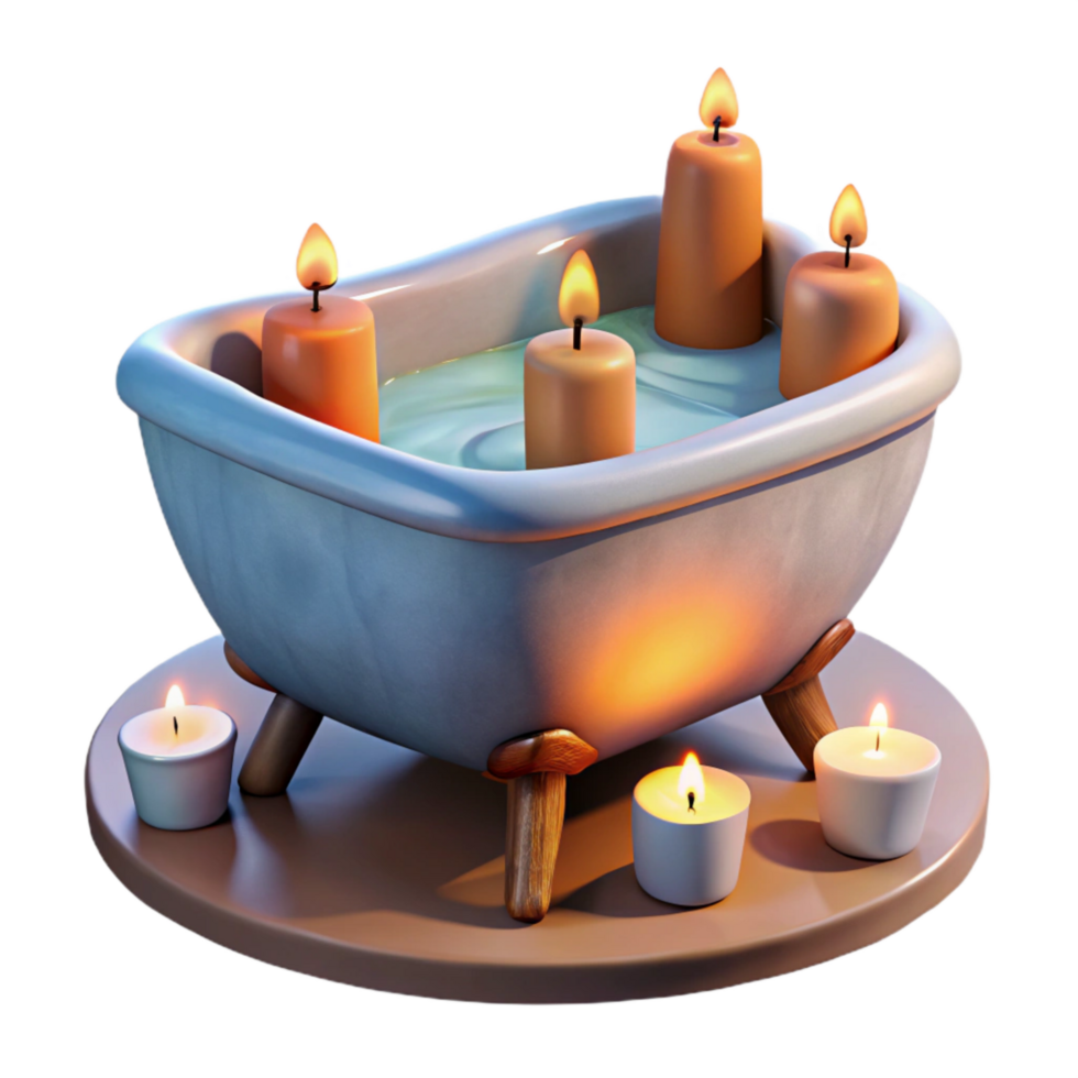 stunning contemporary Relaxing Bath with Candles Isolated premium png