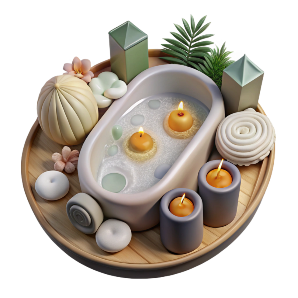magnificent abstract Relaxing Bath with Candles Isolated png