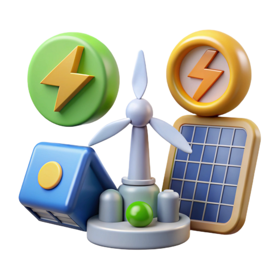 serene creative Renewable Energy Symbols Set Isolated professional png