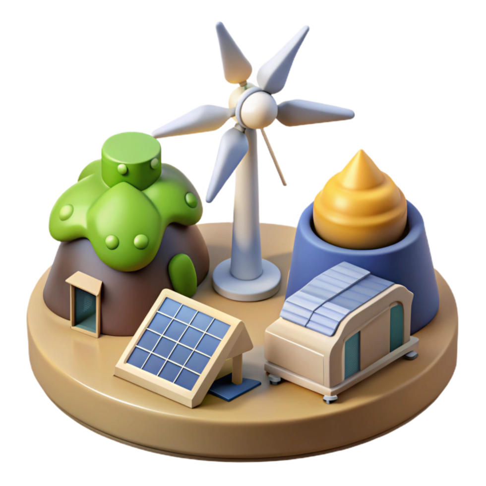 impressive traditional Renewable Energy Sources Illustrated Diagram Transparent Background authentic png