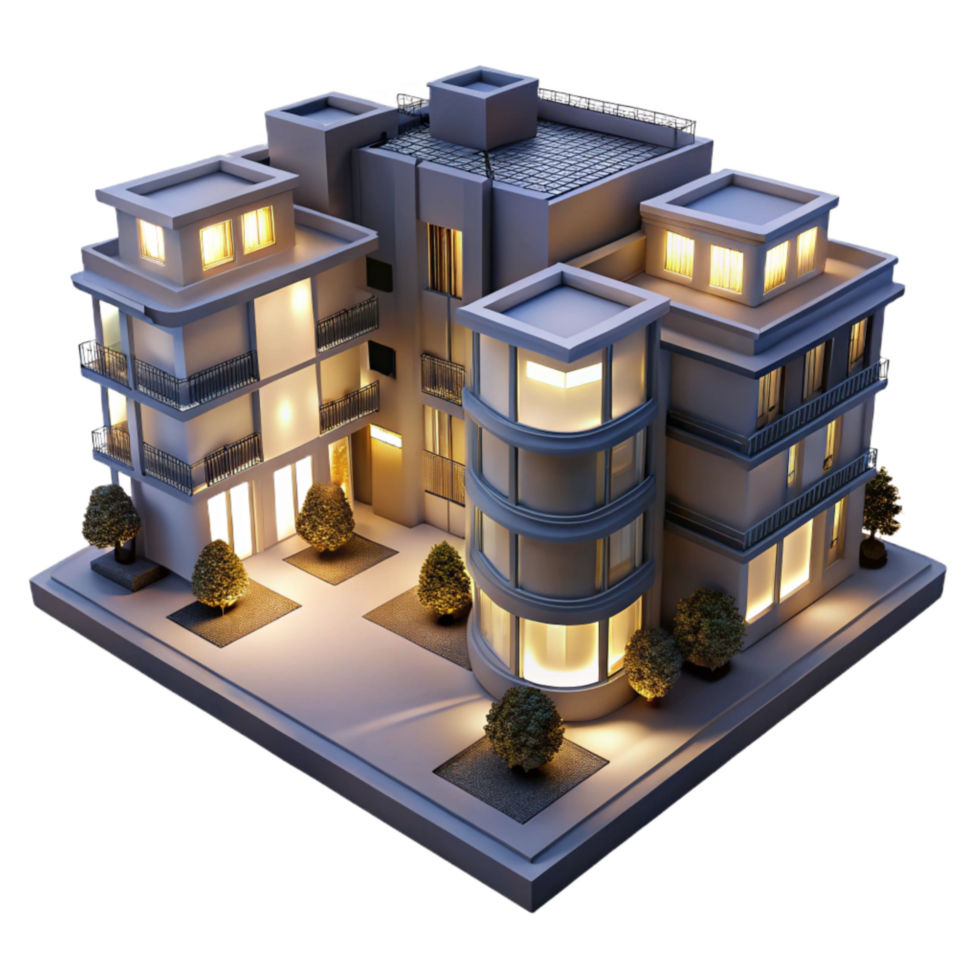 magnificent abstract Residential Building Complex Night Lighting Transparent genuine png