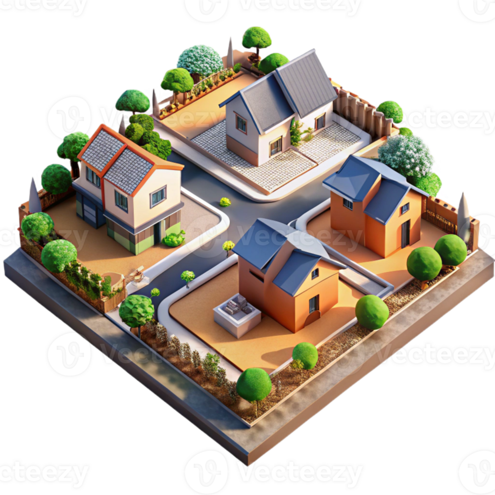 wonderful creative Residential Neighborhood Aerial View Isolated high resolution png