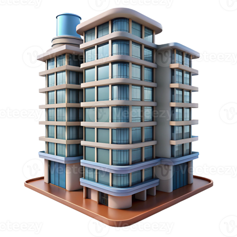 wonderful abstract Residential Skyscraper with Balconies Isolated genuine png