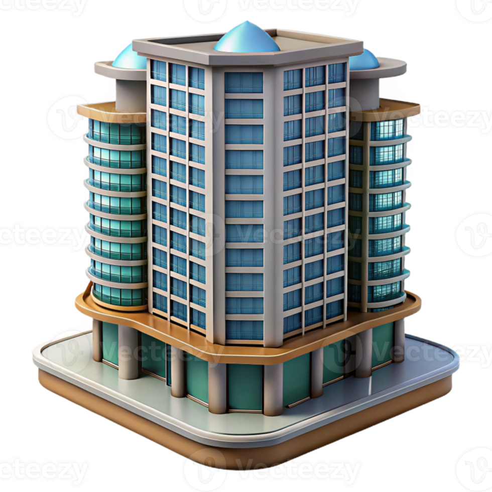 beautiful abstract Residential Skyscraper with Balconies Isolated premium png