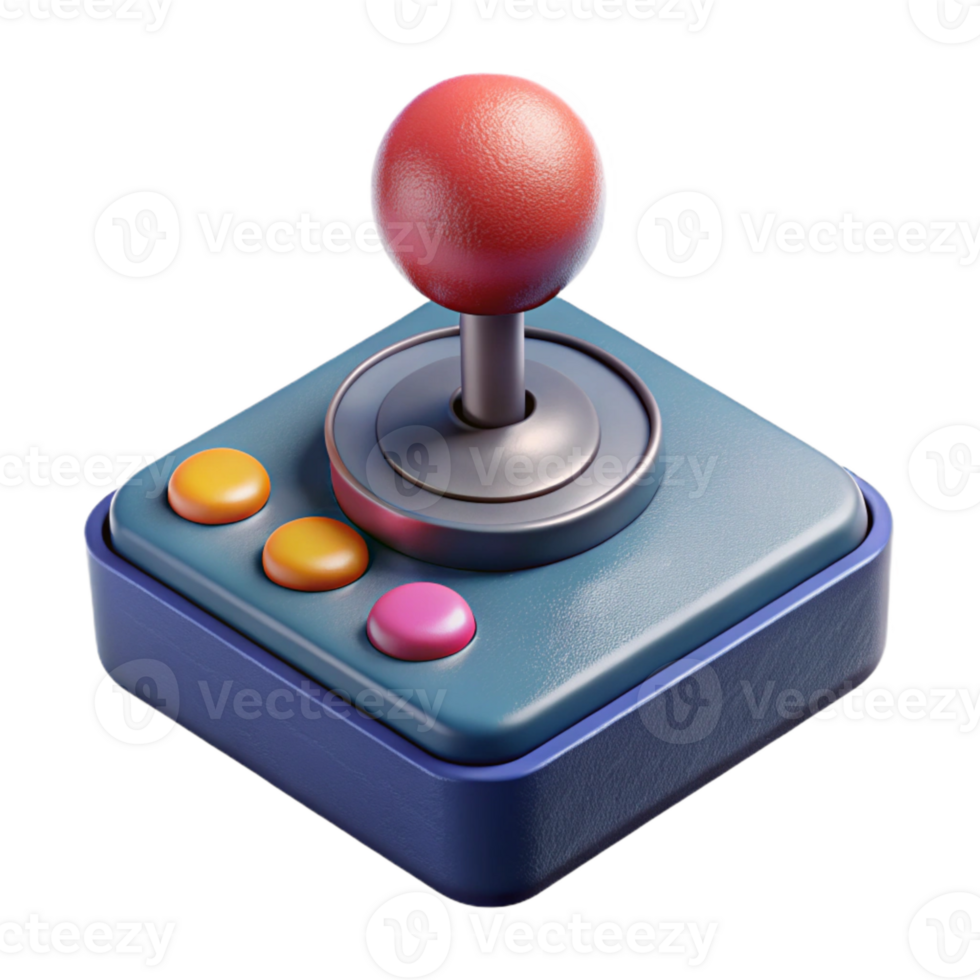 elegant minimalist Retro Arcade Joystick Top View Isolated detailed png