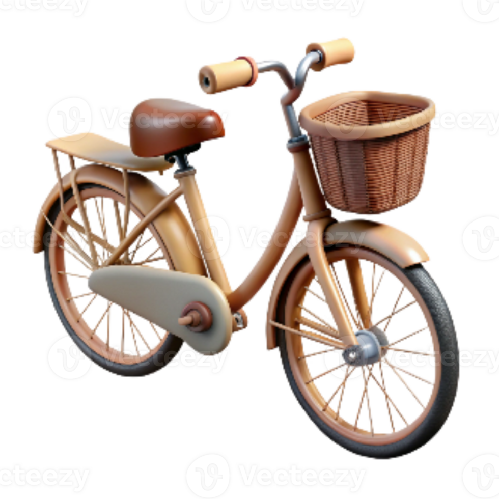 wonderful traditional Retro Bicycle with Basket and Bell Transparent Cutout png