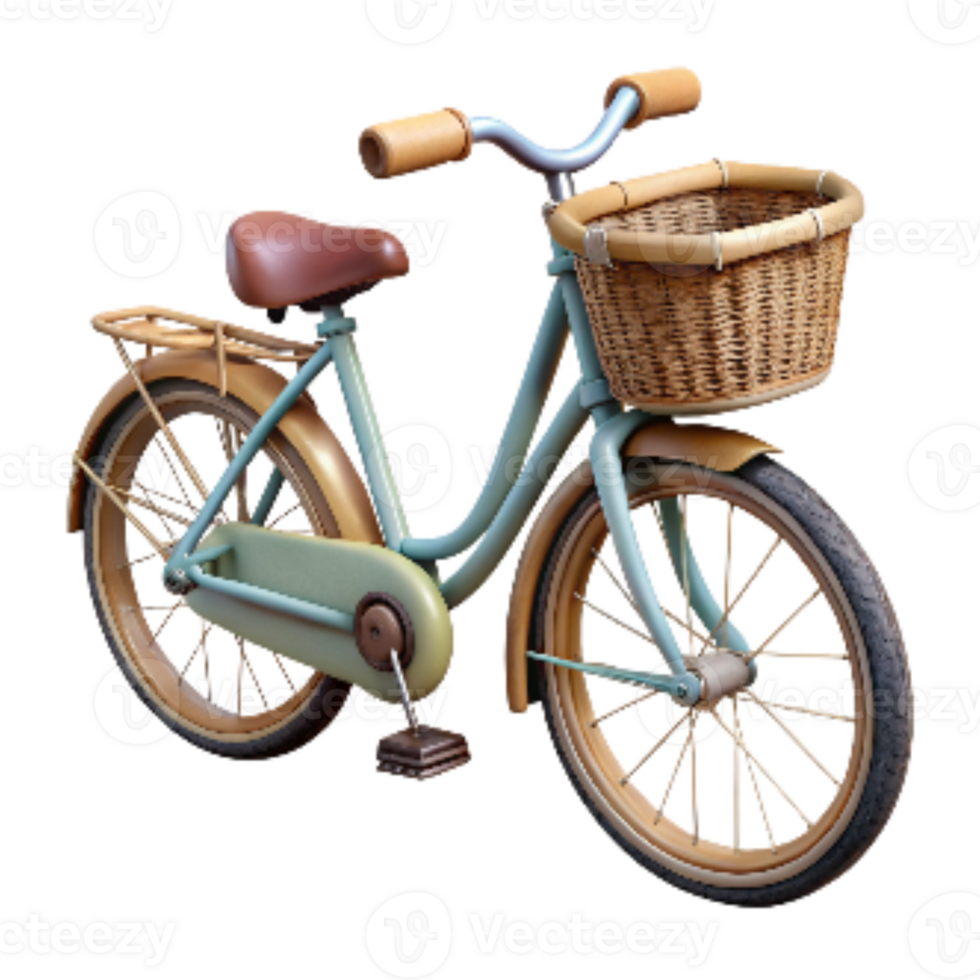 elegant traditional Retro Bicycle with Basket and Bell Transparent Cutout original png