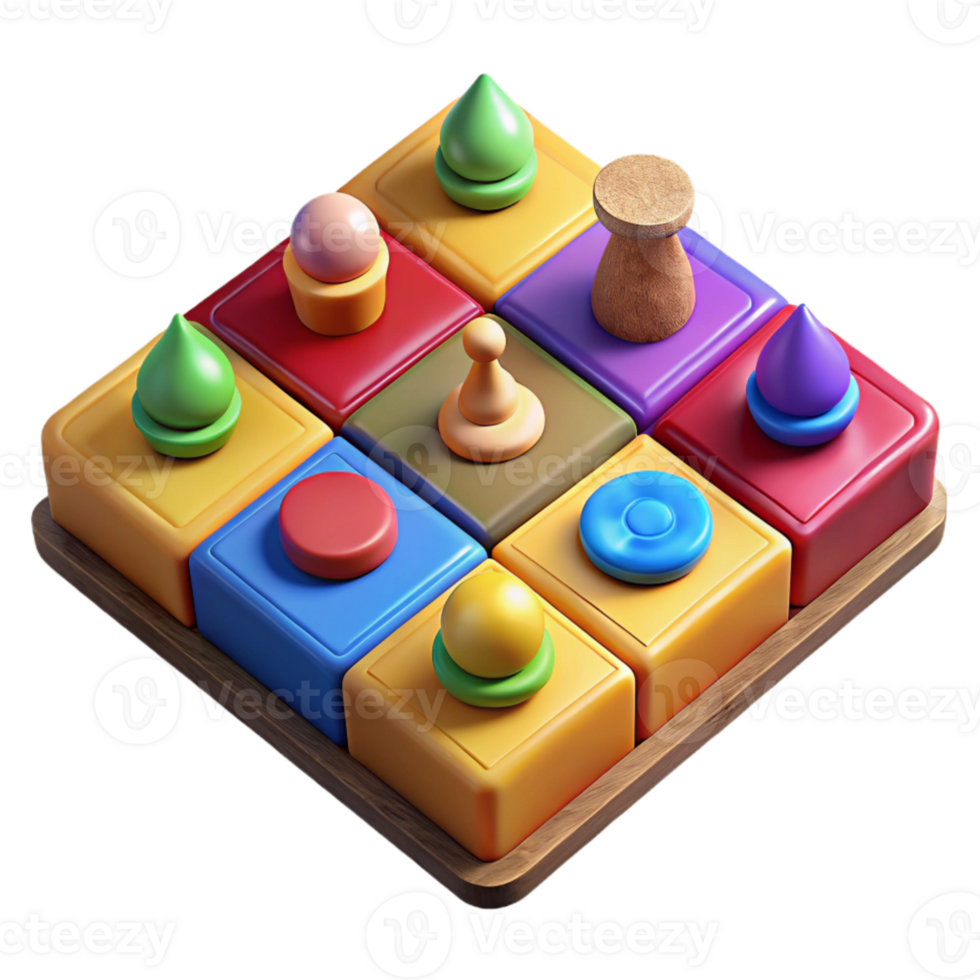 vibrant vintage Retro Board Game Colorful Pieces Isolated professional png