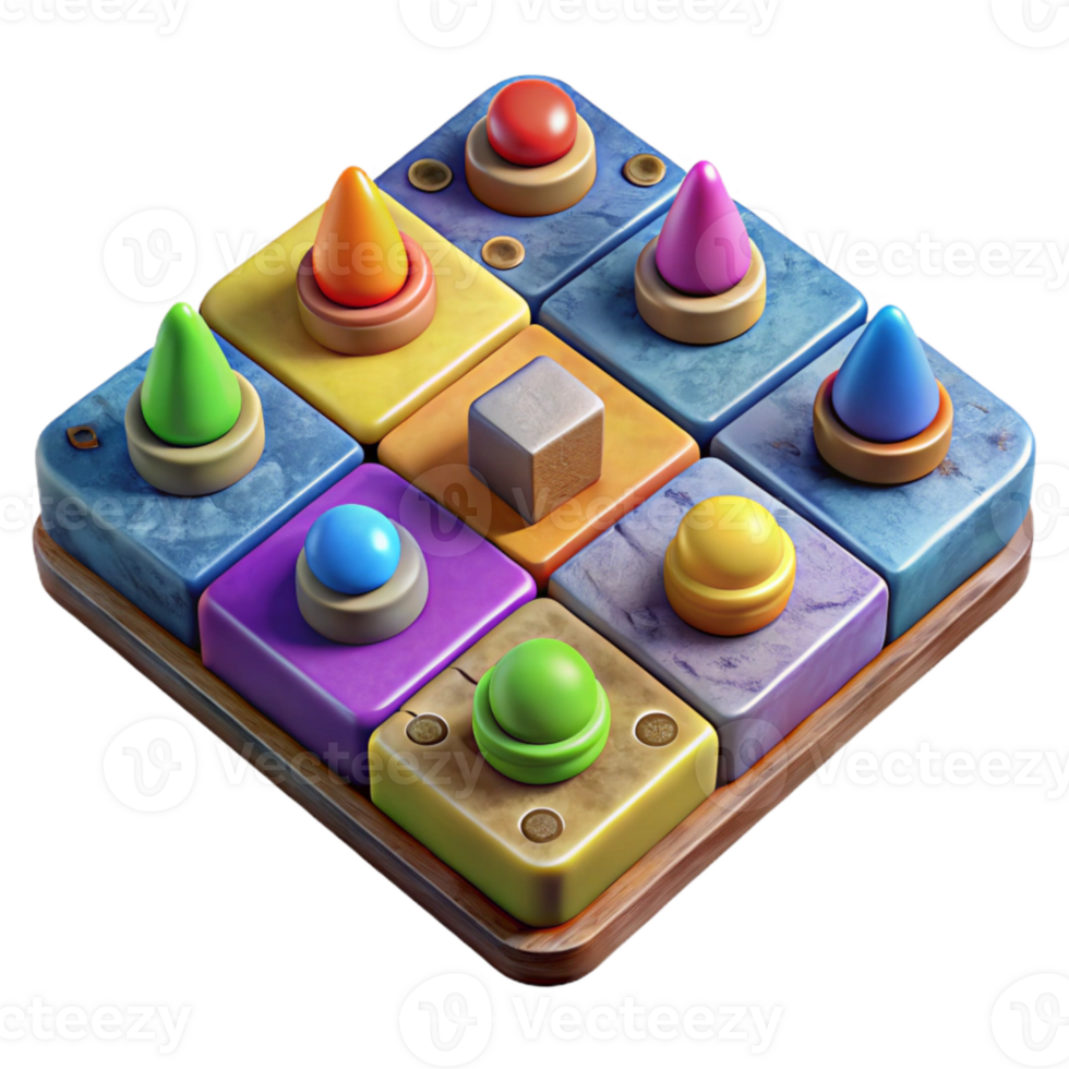 serene classic Retro Board Game Colorful Pieces Isolated genuine png