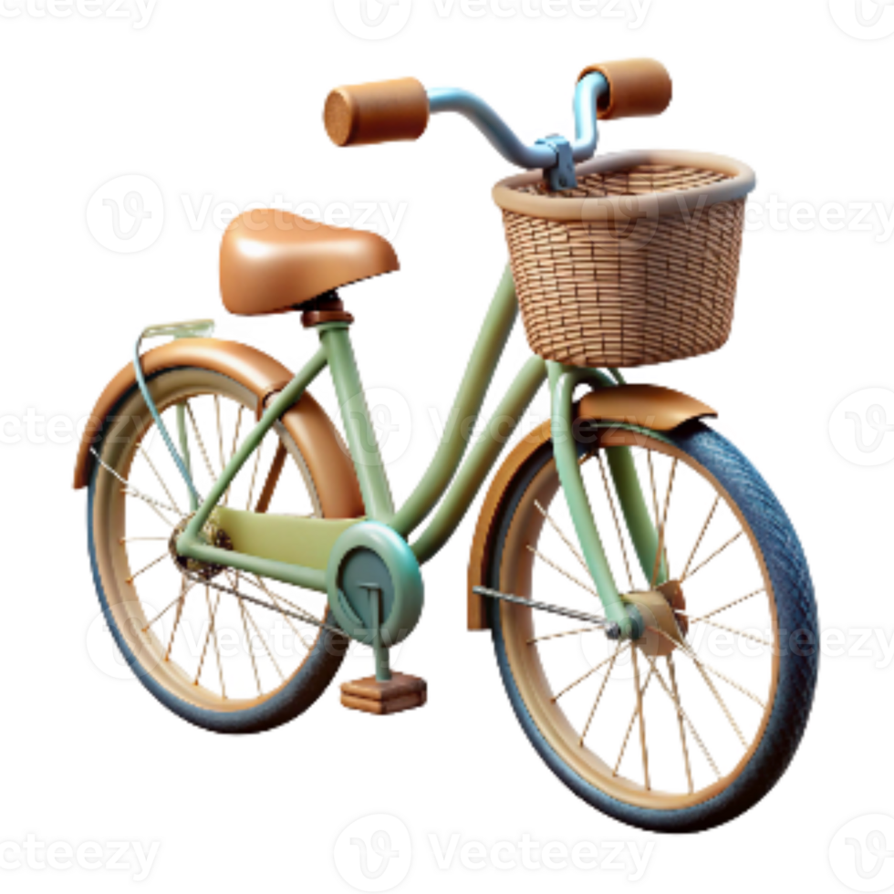 dramatic rustic Retro Bicycle with Basket and Bell Transparent Cutout png