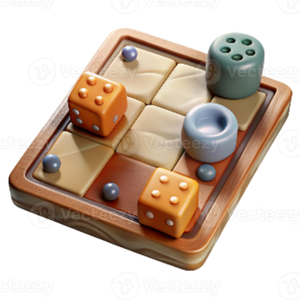 beautiful minimalist Retro Board Game with Dice and Pieces Transparent Cutout png
