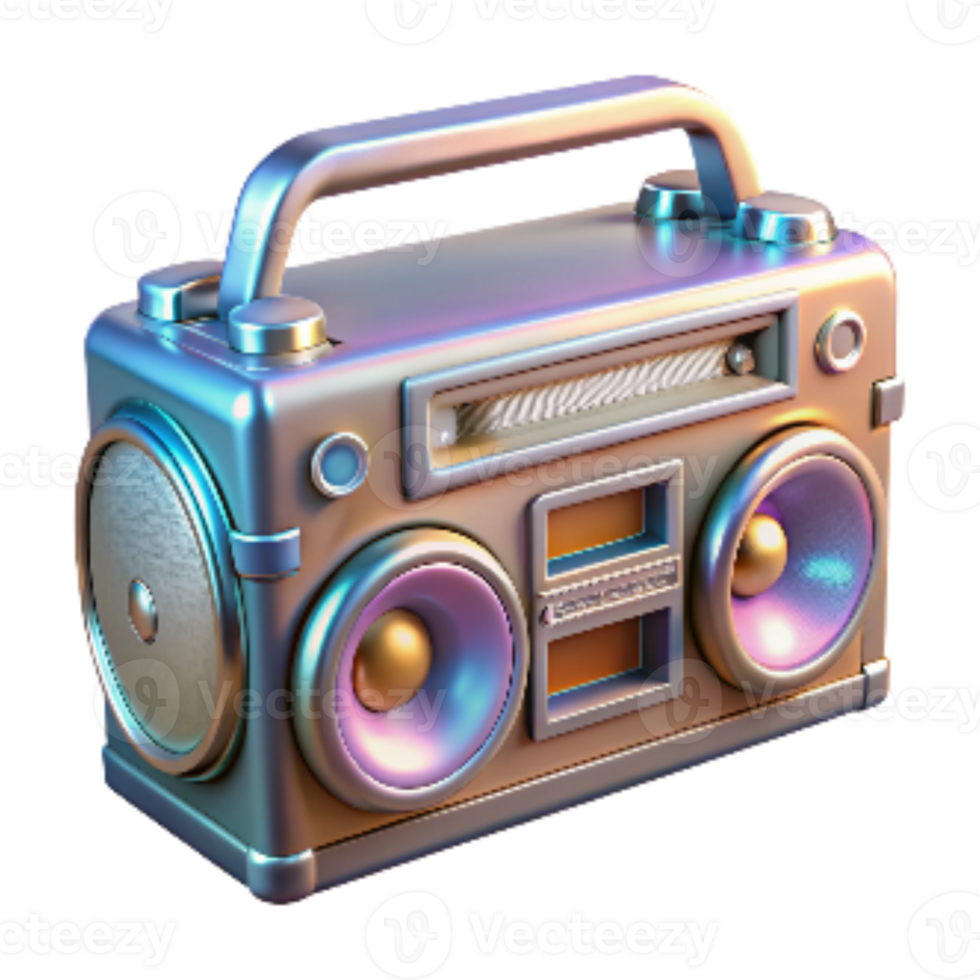 beautiful contemporary Retro Boombox with Chrome Details Transparent Background exclusive png