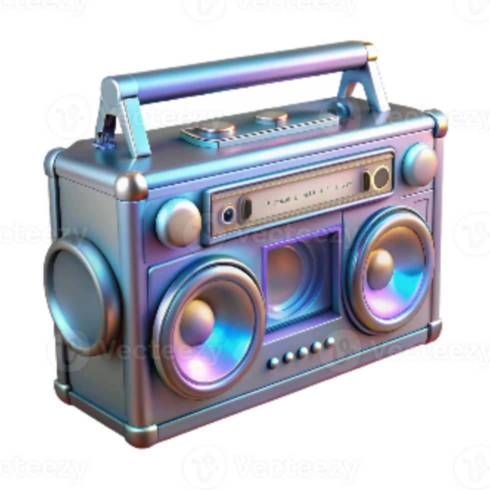stunning traditional Retro Boombox with Chrome Details Transparent Background png