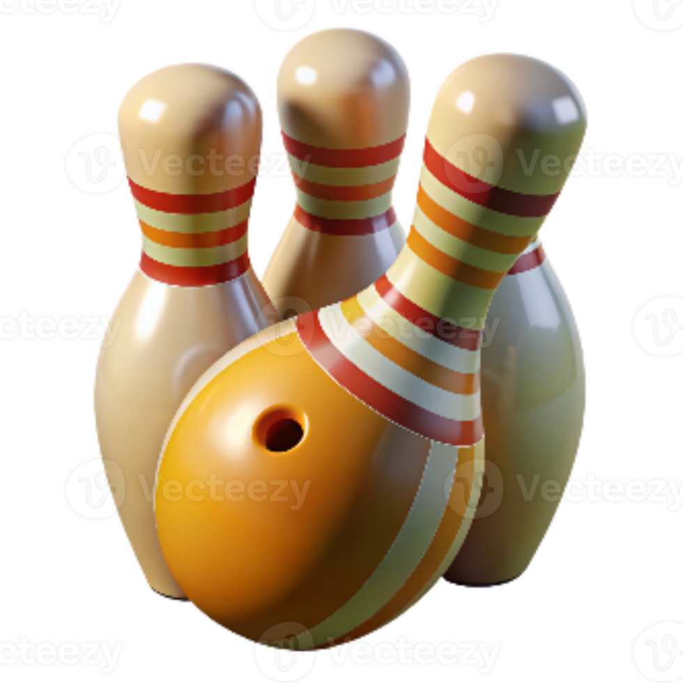 wonderful creative Retro Bowling Pins with Stripes Cutout original png