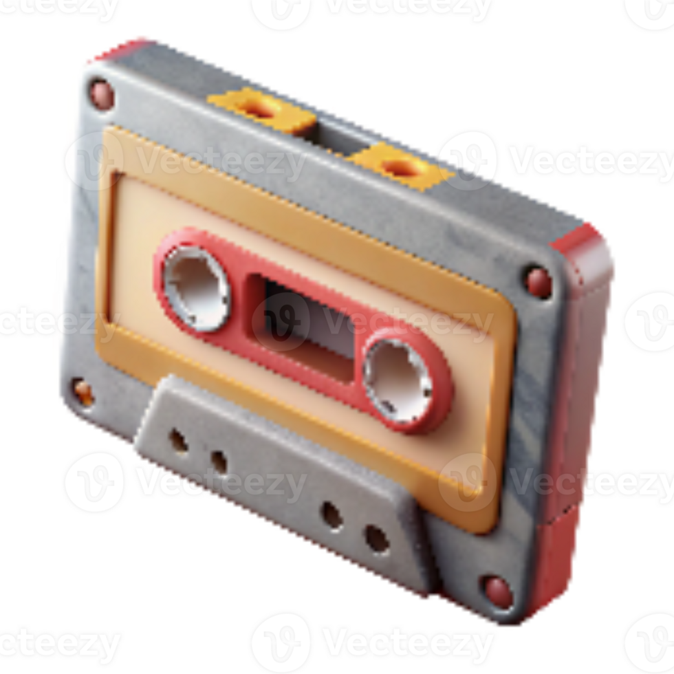 elegant classic Retro Cassette Tape Side View Transparent Background high quality png