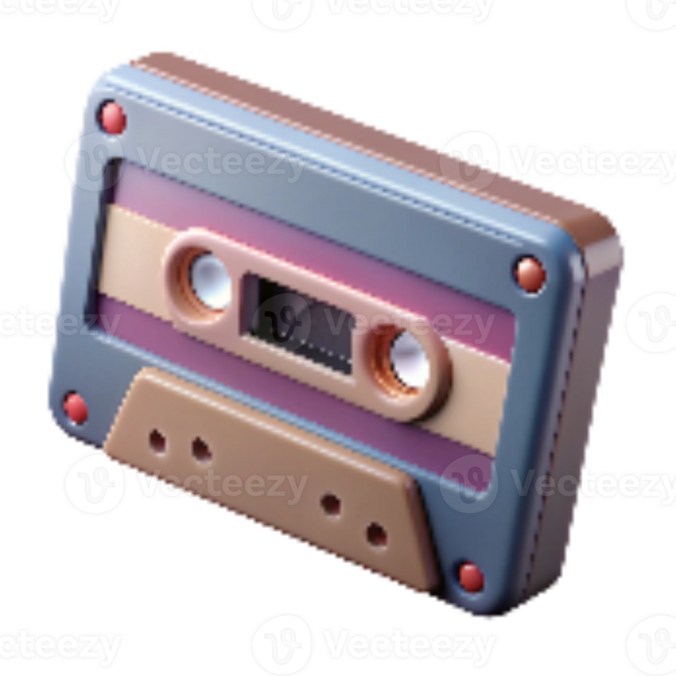 wonderful minimalist Retro Cassette Tape Side View Transparent Background png