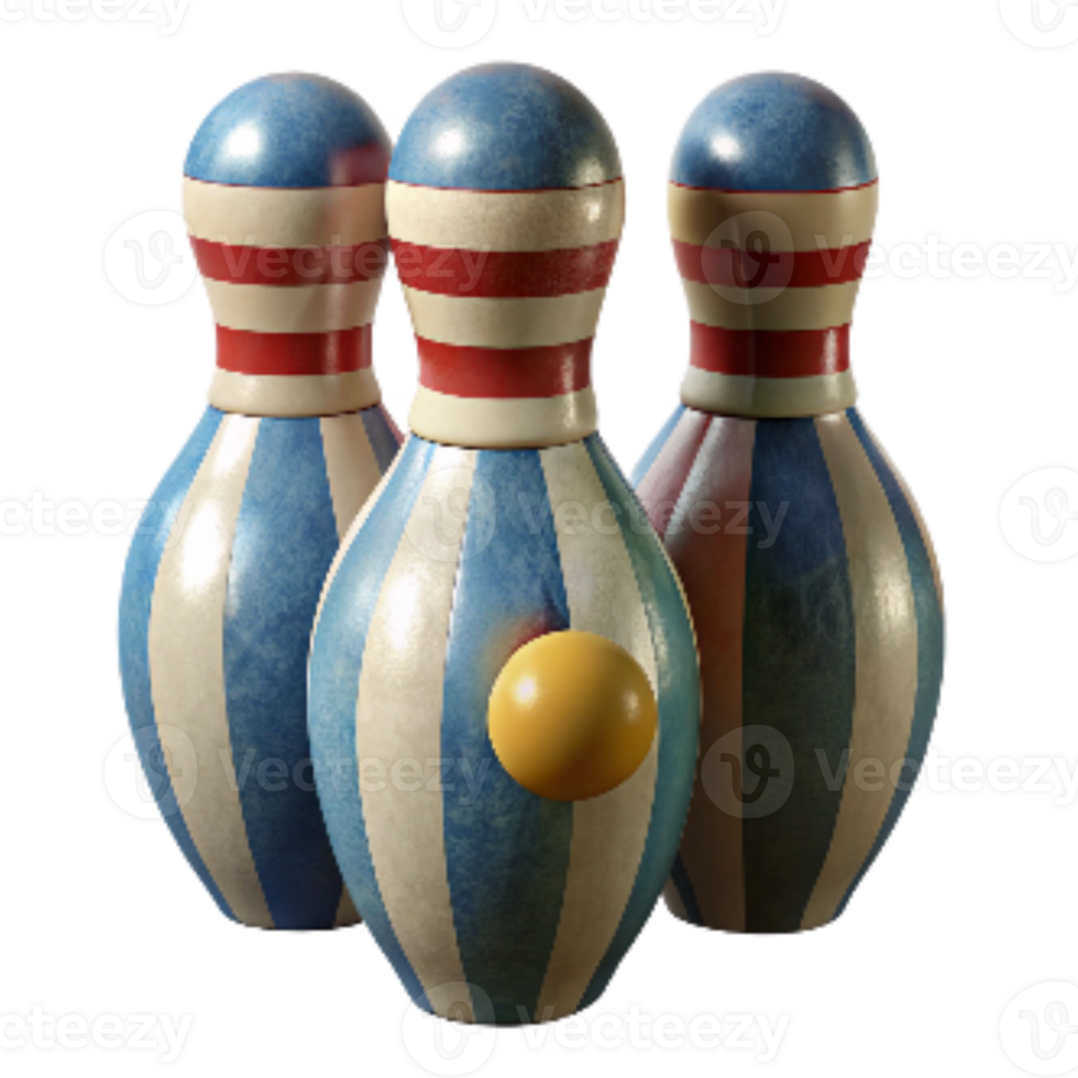 elegant artistic Retro Bowling Pins with Stripes Cutout professional png
