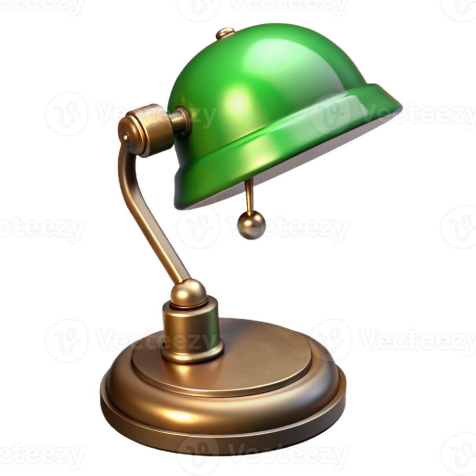 elegant vintage Retro Desk Lamp Green Glass Shade Cutout exclusive png