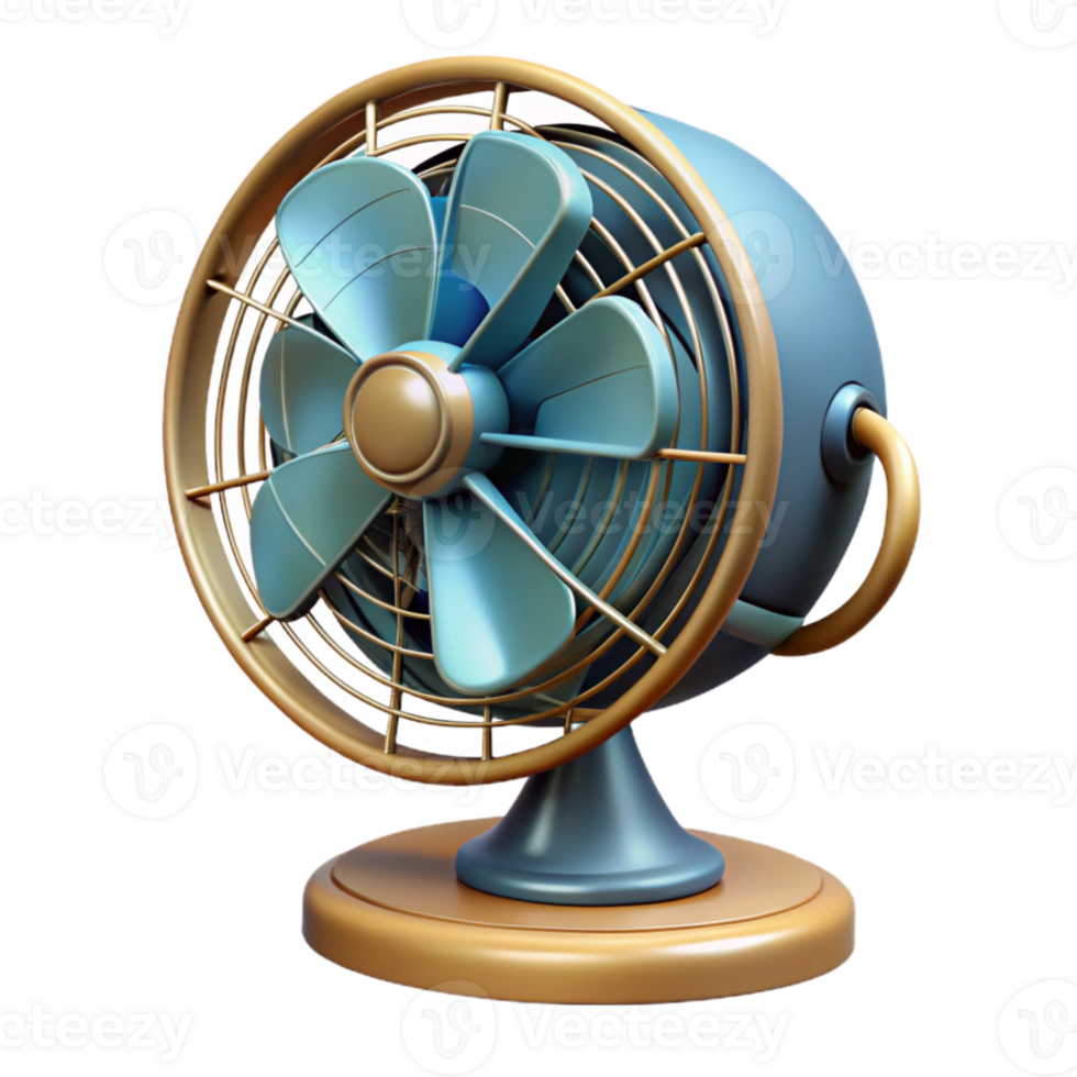 impressive artistic Retro Desk Fan Metal Blades Isolated original png