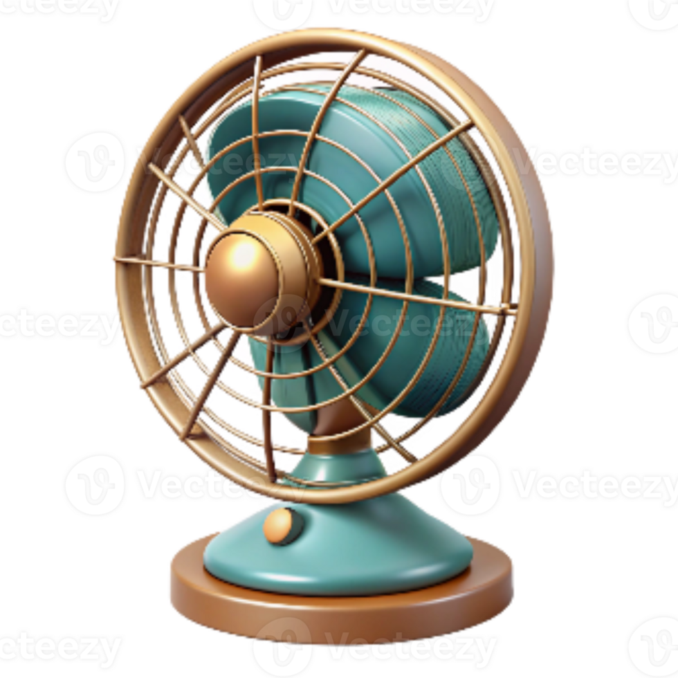 dramatic traditional Retro Desk Fan with Metal Blades Cutout on Transparent Background high quality png