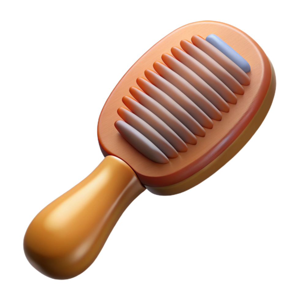 serene minimalist Retro Hairbrush with Wooden Handle Isolated original png