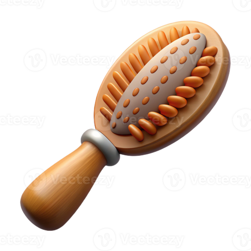 wonderful contemporary Retro Hairbrush with Wooden Handle Isolated premium png