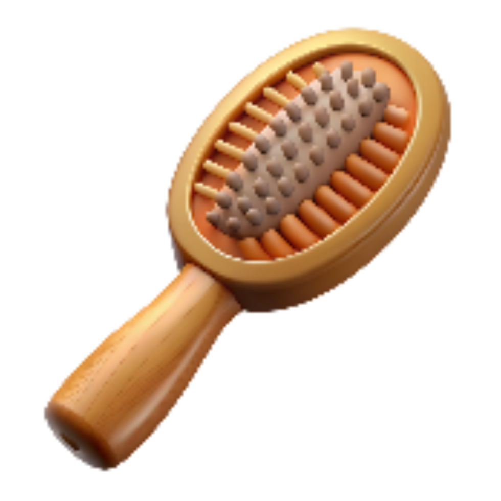 vibrant abstract Retro Hairbrush with Wooden Handle Isolated detailed png