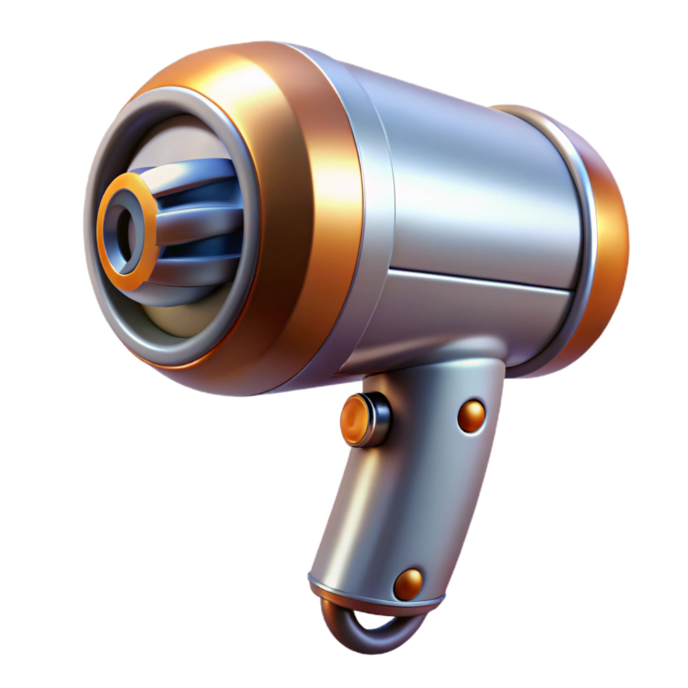 wonderful modern Retro Hair Dryer Chrome Finish Isolated exclusive png