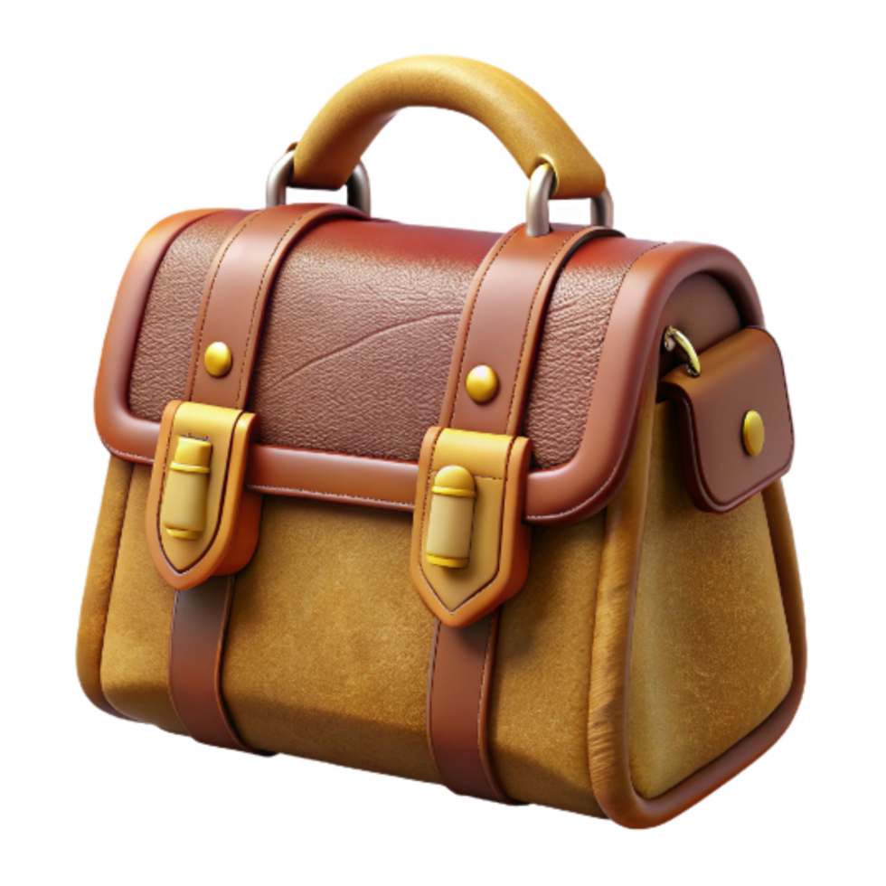 impressive contemporary Retro Handbag Leather with Buckle Detail Isolated high resolution png