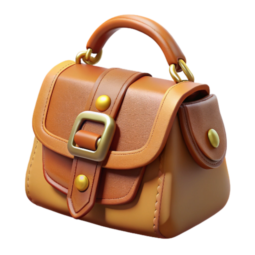 elegant abstract Retro Handbag Leather with Buckle Detail Isolated genuine png