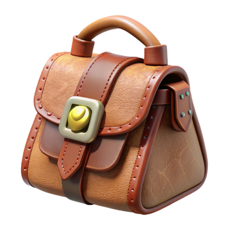 magnificent vintage Retro Handbag Leather with Buckle Detail Isolated premium png