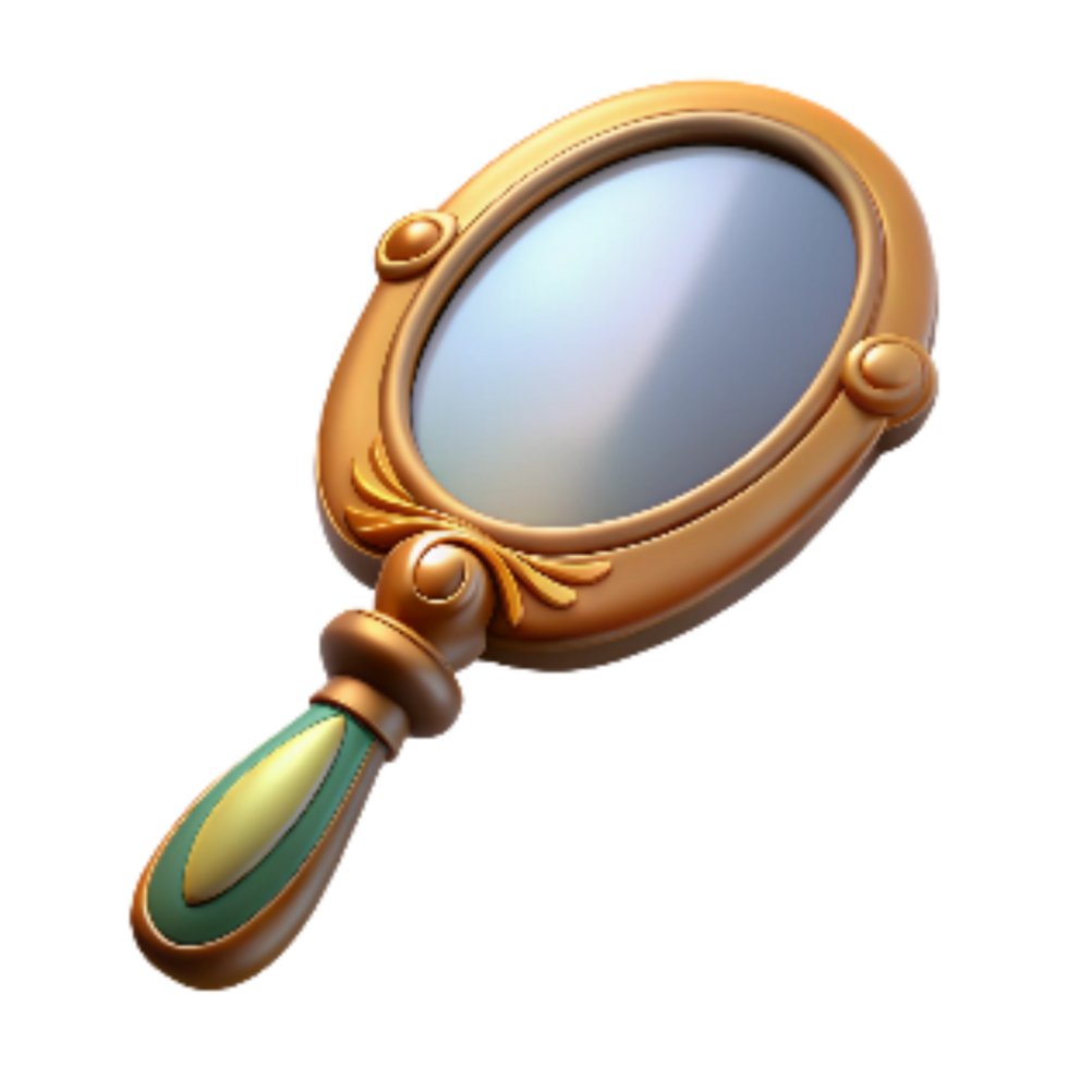 beautiful minimalist Retro Hand Mirror with Decorative Handle Isolated on Transparent Background genuine png