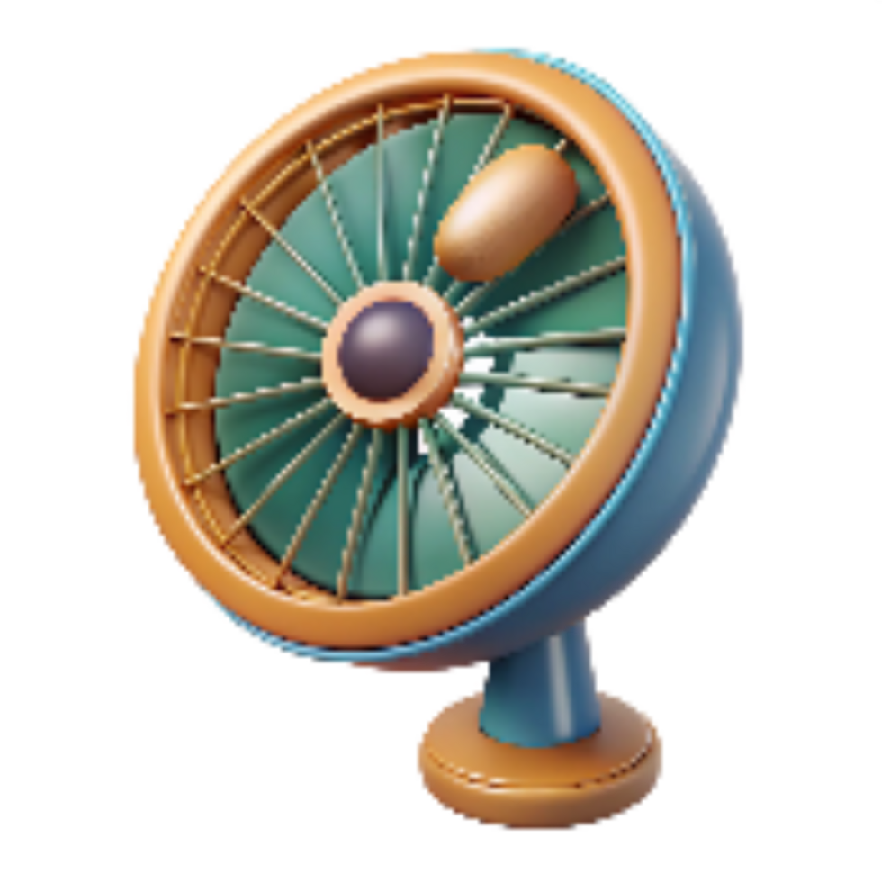 impressive artistic Retro Handheld Fan with Plastic Blades Cutout authentic png
