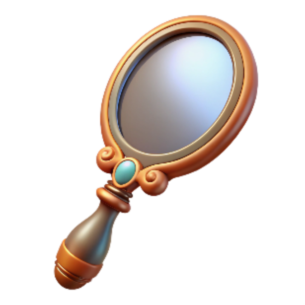stunning modern Retro Hand Mirror with Decorative Handle Isolated on Transparent Background authentic png