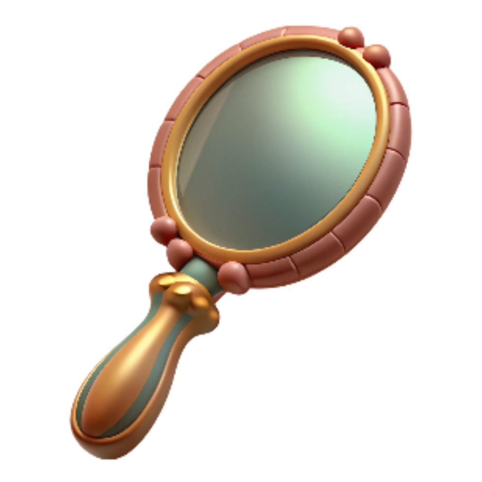 impressive abstract Retro Hand Mirror with Decorative Handle Isolated on Transparent Background detailed png