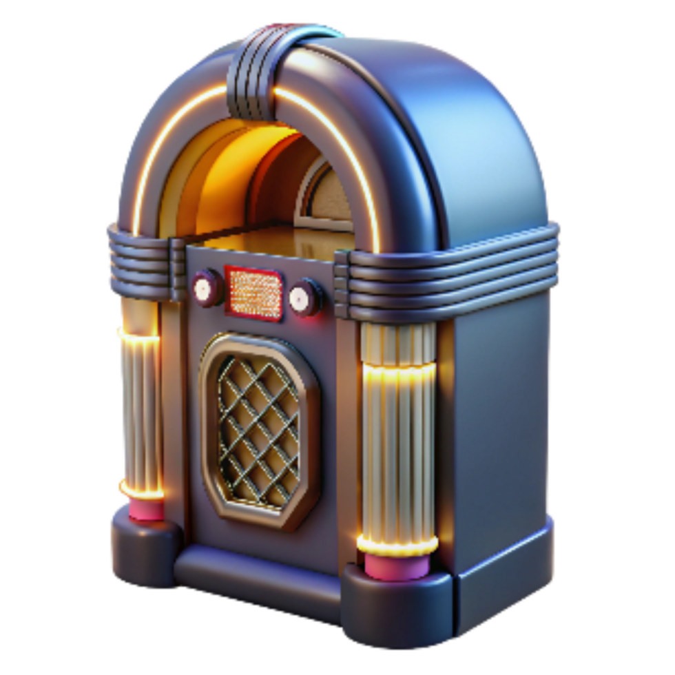 vibrant minimalist Retro Jukebox with Illuminated Buttons Cutout png