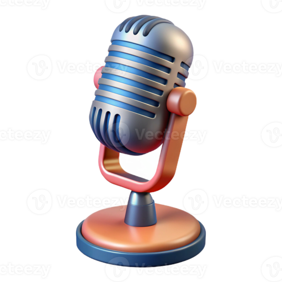 extraordinary creative Retro Microphone with Stand Isolated detailed png