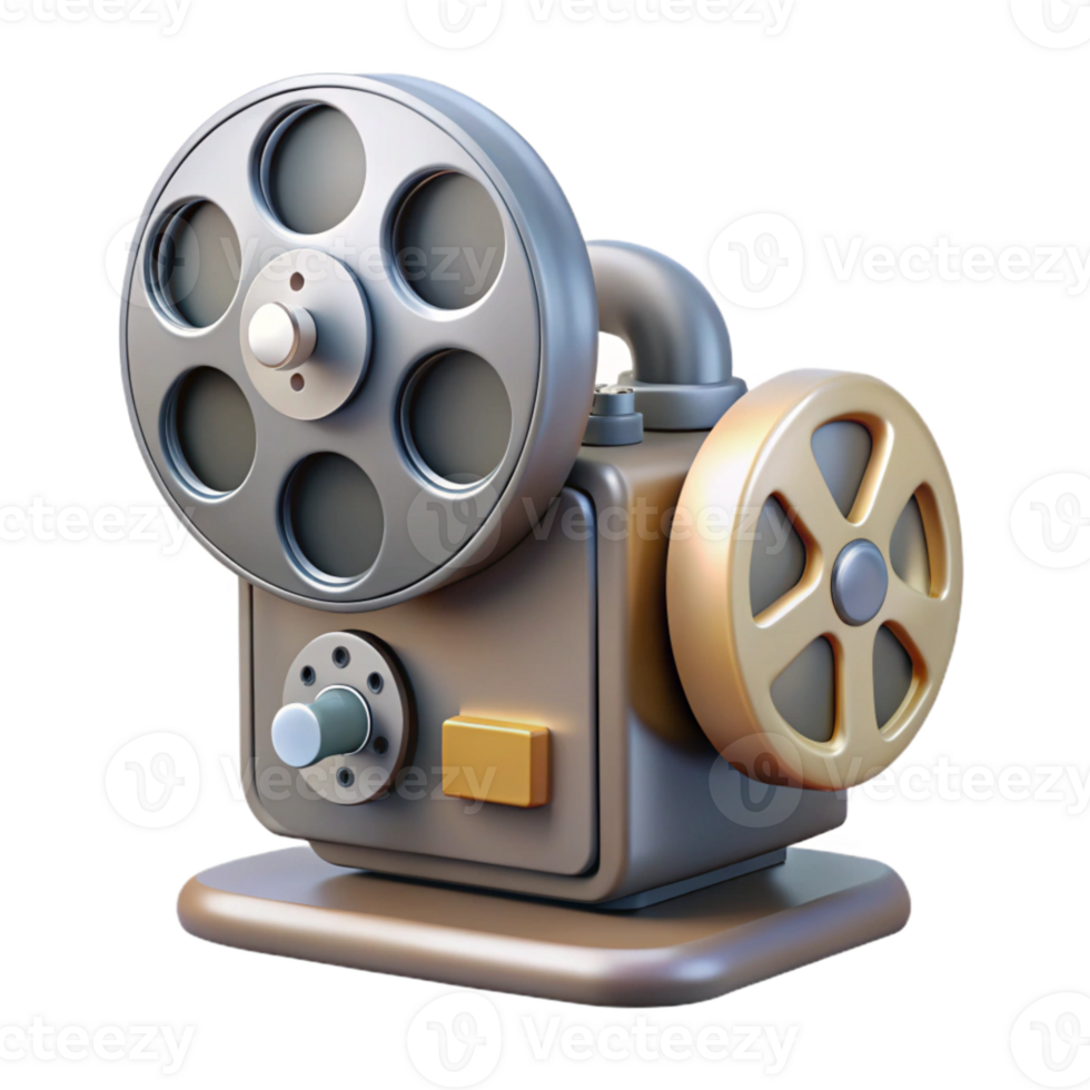 serene rustic Retro Movie Projector with Film Reel Transparent high resolution png