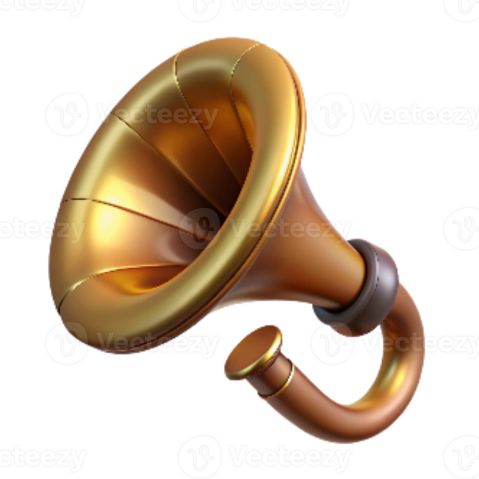 dramatic artistic Retro Phonograph Horn with Brass Finish Cutout authentic png